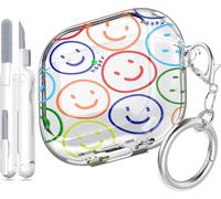 KALANKA-Coque AirPods 4ème Génération 2024, Antichoc, TPU Souple Transparent Anti-jaunissement pour AirPods 4 avec Kit de Nettoyage & Boucle Ronde Mignonne, Smiley Face