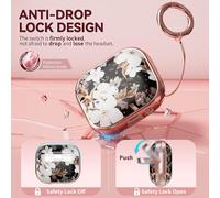 KALANKA-Coque avec verrou de sécurité pour Galaxy Buds Pro 3/Galaxy Buds 3 - Avec kit de nettoyage et porte-clés, coque pour femme et fille, motif floral mignon pour femme et fille, comme support de