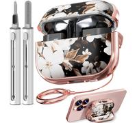 KALANKA-Coque avec verrou de sécurité pour Galaxy Buds Pro 3/Galaxy Buds 3 - Avec kit de nettoyage et porte-clés, coque pour femme et fille, motif floral mignon pour femme et fille, comme support de