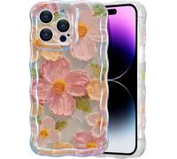 Kalanka-Coque De Téléphone En Polyuréthane Thermoplastique À Motif Floral Peint À L`Huile - Style Rétro Coloré - Bordure Ondulée - Protection Durable Pour Iphone 12 Pro Max - Pour Filles/Femmes (Vert