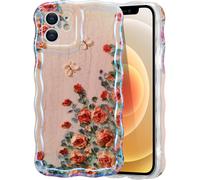 Kalanka-Coque De Téléphone En Polyuréthane Thermoplastique À Motif Floral Peint À L`Huile - Style Rétro Coloré - Bordure Ondulée - Protection Durable Pour Iphone 12 - Pour Filles/Femmes (Beige)