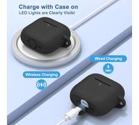 KALANKA-Coque Étui pour AirPods 4 2024 avec Kit de Nettoyage, Housse de Protection en Silicone Ultra-Fin Antichoc de 2mm, Accessoires 4-in-1 pour Apple AirPods 4¿ Génération avec Mousqueton et Cordon