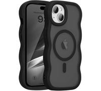 Kalanka-Coque Magn¿¿Tique Pour Iphone 13/14 Compatible Avec Recharge Sans Fil, Wave Frame ¿¿Tui En Silicone Liquide, Housse De Protection Antichoc Bumper Cover Case Avec Anti-Rayures, Noir