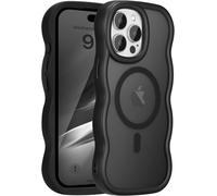Kalanka-Coque Magn¿¿Tique Pour Iphone 14 Pro Max Compatible Avec Recharge Sans Fil, Wave Frame ¿¿Tui En Silicone Liquide, Housse De Protection Antichoc Bumper Cover Case Avec Anti-Rayures, Noir