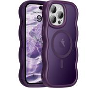 KALANKA-Coque Magn¿¿tique pour iPhone 15 Pro Max Compatible avec Recharge sans Fil, Wave Frame ¿¿tui en Silicone Liquide, Housse de Protection Antichoc Bumper Cover Case avec Anti-Rayures, Violet