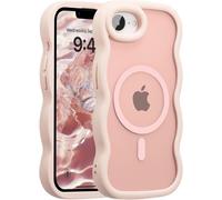 Kalanka-Coque Magn¿¿Tique Pour Iphone 16e Compatible Avec Recharge Sans Fil, Wave Frame ¿¿Tui En Silicone Liquide, Housse De Protection Antichoc Bumper Cover Case Avec Anti-Rayures, Rose
