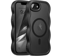 Kalanka-Coque Magn¿¿Tique Pour Iphone 16e Compatible Avec Recharge Sans Fil, Wave Frame ¿¿Tui En Silicone Liquide, Housse De Protection Antichoc Bumper Cover Case Avec Anti-Rayures, Noir