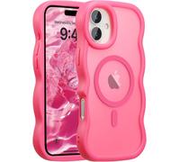 KALANKA-Coque Magn¿¿tique pour iPhone 17 Compatible avec Recharge sans Fil, Wave Frame ¿¿tui en Silicone Liquide, Housse de Protection Antichoc Bumper Cover Case avec Anti-Rayures, Rouge Rose