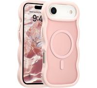 Kalanka-Coque Magn¿¿Tique Pour Iphone Air Compatible Avec Recharge Sans Fil, Wave Frame ¿¿Tui En Silicone Liquide, Housse De Protection Antichoc Bumper Cover Case Avec Anti-Rayures, Rose