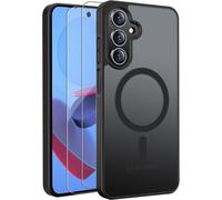 KALANKA-Coque Magnétique pour Samsung Galaxy A36/A56 5G, Compatible avec MagSafe, avec 2 Pièces Protecteur D'écran en Verre Trempé, Étui Translucide Givrée, Noir