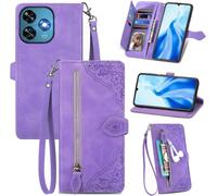 Kalanka-Coque Porte Monnaie Pour Oukitel C51, Etui Portefeuille En Cuir Pu Avec Cover En Tpu, Etui Multifonctionnel Porte-Cartes Avec Dragonne. Violet