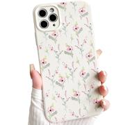 Kalanka-Coque Pour Iphone 11 Pro Max Mignonne Fleur Floral Pour Femmes Filles Branche Fleurie Tiges Design Vintage Protection Caméra Étui Doux Tpu Antichox Housse De Téléphone - Blanc
