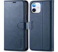 KALANKA-Coque pour iPhone 12, Etui iPhone 12 Pro Portefeuille, Anti-Choc [RFID Blocage] Porte-Carte, Housse Protection Cuir Synthétique Support pour iPhone 12/12 Pro (6,1 Pouces, 2020) - Bleu Foncé