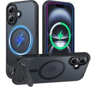 Kalanka-Coque Pour Iphone 16 6,1"" Avec Support R¿¿Glable, Compatible Avec Magsafe, Protection De Qualit¿¿ Militaire, Dos Translucide Mat Avec B¿¿Quille Antichoc ¿¿Tui Housse - Noir