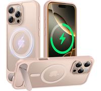 Kalanka-Coque Pour Iphone 16 Pro 6,3"" Avec Support R¿¿Glable, Compatible Avec Magsafe, Protection De Qualit¿¿ Militaire, Dos Translucide Mat Avec B¿¿Quille Antichoc ¿¿Tui Housse - Titane Sable