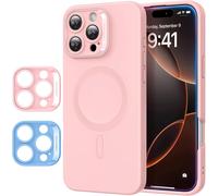 KALANKA-Coque pour iPhone 16 Pro Max avec MagSafe, Recharge Magnétique, Coque en Silicone, Lisse, Fine, Anti Chocs, Protection Totale D'écran et D'appareil Photo, Anti-Rayures, Microfibre Douce, Rose