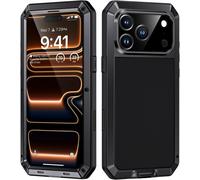 Kalanka-Coque Pour Iphone 17 Pro Max M¿¿Tal, [Antichoc][Metallique] 360 Full Body Heavy Duty Blind¿¿ Case Incassable Renforc¿¿ Solide Protection Coque Avec Verre Tremp¿¿ Pour Iphone 17 Pro Max, Noir