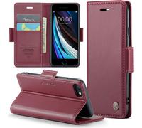 Kalanka-Coque Pour Iphone 8/7/6/Se 2020/2022 ¿¿Tui Portefeuille Cover En Cuir Pu Wallet Avec Cartes Magn¿¿Tique Et Rfid Protection Folio Housse Iphone Se 2/3 Case, Vin Rouge
