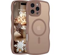 Kalanka-Coque Pour Iphone Iphone 16 Pro Max 6.9'' Compatible Avec Magsafe Forme De Cadre Ondul¿¿ Magn¿¿Tique ¿¿Tui Translucide Mat Arri¿¿Re Housse Fine Antichoc Dos Anti Rayures, Brun