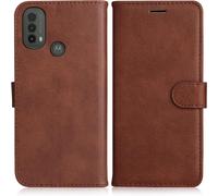 Kalanka-Coque Pour Moto E20 / Moto E30 / Moto E40, Pu En Cuir Coque Portefeuille Étui Housse, Design Classique Tpu Coque Pour Moto E20 / Moto E30 / Moto E40, Marron