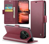 Kalanka-Coque Pour Oppo Reno 12f/Oppo Reno 12fs ¿¿Tui Portefeuille Wallet Cover En Cuir Pu Avec Cartes Magn¿¿Tique Et Rfid Protection Antivol Folio Housse Oppo Reno 12fs 5g Case, Vin Rouge