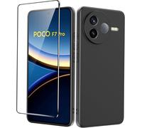 Kalanka-Coque Pour Xiaomi Poco F7 Pro Étui De Protection Antichoc [Anti-Jaunissement], Avec [1 Pièce] Verre Trempé Protection Écran, Anti-Rayures Housse Souple Silicone - Noir
