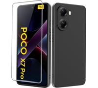 Kalanka-Coque Pour Xiaomi Poco X7 Pro 5g /Redmi Turbo 4 Étui De Protection Antichoc [Anti-Jaunissement], Avec [1 Pièce] Verre Trempé Protection Écran, Anti-Rayures Housse Souple Silicone - Noir