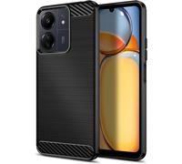 KALANKA-Coque pour Xiaomi Redmi 13C 4G/5G/Poco M6/13R 5G/Poco C65, Étui Mince et Antichoc, Housse Souple en Fibre de Carbone TPU (Noir)