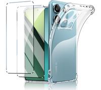 Kalanka-Coque Pour Xiaomi Redmi Note 13 Pro 5g (Pas Pour Note 13 Pro 4g Et Note 13 Pro Plus 5g) + 2 Verre Trempé Protection Écran, En Transparent Silicone Tpu Souple, Bumper Avec Coins Renforcés