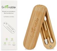 Kalanka-® Coton-Tiges En Bambou Et Silicone [Lot De 2] - Coton-Tiges Réutilisables Et Durables Pour Les Oreilles - Démaquillant Beauté Avec Rangement - Q-Tips Sans Plastique - Vegan & Sans Bpa