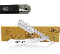Kalanka-Coupe Choux Barbe - Rasoir Coupe Choux Manuel Avec Poignée En Acier Inoxydable Rasoir Barbe Homme Avec Lames De Rasoir Et Pochette En Cuir Rasoir Barbier (Argent)
