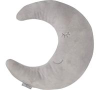Kalanka-Coussin Décoratif Pour Chambre D'enfant En Forme De Lune Style - 30 X 25 Cm - Oreiller Bébé En Peluche - Visage Souriant Brodé - Gris Argenté