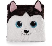 KALANKA-- Coussin GLUBSCHIS Husky Barkley 30x30cm White-Black figuratif-Oreiller Doux pour Les garçons, Les Filles, Les bébés et Les Amateurs de Peluches-Idéal Non Seulement pour la Maison, 48589
