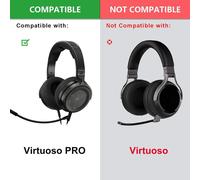 KALANKA-Coussinets de rechange compatibles avec casque de jeu Corsair Virtuoso PRO filaire à dos ouvert, coussinets d'oreille avec mousse d'isolation acoustique