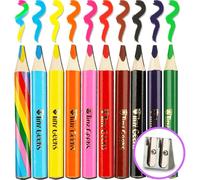 Kalanka-Crayons De Couleur Jumbo - Nouveauté -10 Crayons De Couleurs Enfant & Crayon Arc-En-Ciel + Taille-Crayon + Parfait Pour Les Jeunes Écoliers + Recommandés Par Les Professeurs