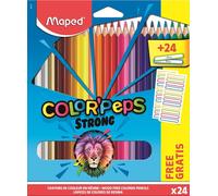 Kalanka-- Crayons De Couleur Strong Color'peps - 24 Crayons De Coloriage Ultra-Résistants Et Ergonomiques + 24 Étiquettes Prénom À Personnaliser 862726 Multicolore