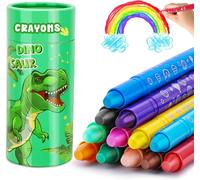 Kalanka-Crayons Pour Les Tout-Petits, 12 Crayon De Couleurs Enfants Non Toxiques Avec Dinosaure Porte-Stylo, Torsadable Feutres De Coloriage Pour Bébé 1 2 3 Ans, Fournitures D'art À Colorier Cadeaux