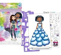 KALANKA-Creations - Glam Fashion Set, Dessine ta Propre Collection de Mode, Kit de Dessin avec Pochoirs et Stickers, Activité Créative pour Les Filles, à partir de 8 Ans, 04-1273
