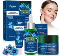 Kalanka-Crème De Nuit Redensifiante Gentiane Bleue Et Edelweiss, Sérum Anti-Rides Bio Gentiane Bleue, Crèmes Contour Des Yeux, Réduit Les Rides Profondes, Pour Tous Types De Peau