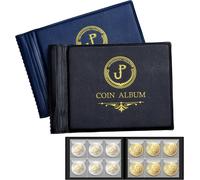 KALANKA-CS42MX1 Lot de 2 albums pour collection de pièces de monnaie - 120 pochettes de 35 x 35 mm chacune - Pour collection et rangement - Noir et Bleu