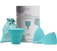 Kalanka-, Cup Menstruelle, Comprend 2 Coupes, 1 Stérilisateur Et 1 Sac De Transport, Silicone De Qualité Médicale, Doux, Réutilisable Et Lavable 100% Sûr (L - Turquoise)