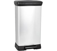KALANKA-CURVER Decobin - Poubelle rectangulaire à pédale, 50L - Fermeture Douce - Aspect Métal - Pour Cuisine, Bureau, Salle de Bain - 39 x 29 x 72 cm - Gris - Recyclé, Packaging renforcé