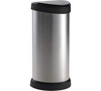 KALANKA-CURVER Poubelle Touch, 40L - Poubelle Haute Aspect Métal - Pour Cuisine, Bureau, Salle de Bain - Ouverture Pratique avec la Main ou le Coude - 34.9 x 28.2 x 68 cm - Gris