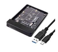 KALANKA-CY - Boîtier de disque dur externe USB-C vers SATA SSD HDD de 2,5 pouces, 22 broches - pour ordinateur portable et PC (argenté)