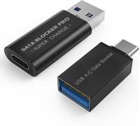 KALANKA-Data Blockers [2 Pack] USB-A Male to C + USB-C Male to A - Charge Only, Anti Juice Jacking - Black Secure Adapters
