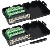 KALANKA-DB25 Panneau de Jonction Femelle Long Boulon 2 Rangées Femelle Module de Signal de Connecteur de Port série Terminal sans Soudure à25 Broches avec Boîtier et vis(2Pack/Female-avec écrou)