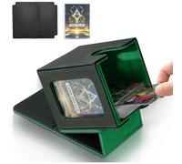 Kalanka-Deck Box,Boîte De Rangement Pour Carte Magic Commander Compatible Avec Yugioh Mtg Tcg Cartes,Étui Magnétique En Cuir Pu Jusqu'à 100+ Double Manchette Cartes,2 Compartiments 1 Toploader,Noir V