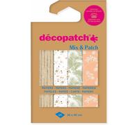 KALANKA-Décopatch DP033C - Une Pochette de 4 Feuilles Décopatch - Dimensions : 30 x 40 cm - Papiers imprimé, Rose & vert - Mix & Patch - A partir de 5 ans, DIY, création, rénovation, activité créativ