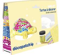KALANKA-Décopatch KIT036C - Un Mini-kit tortue comprenant un animal pulpé peint en blanc - 2 feuilles Décopatch - 1 pinceau - 1 pot de vernis colle, TORTUE
