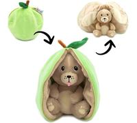 KALANKA-Déglingos Les FLIPETZ - Doudou Crocket Le Chien/Pomme - Chien Cache-Cache réversible - Peluche Toute Douce pour bébé - Idées Cadeaux de Naissance, Vert et Beige
